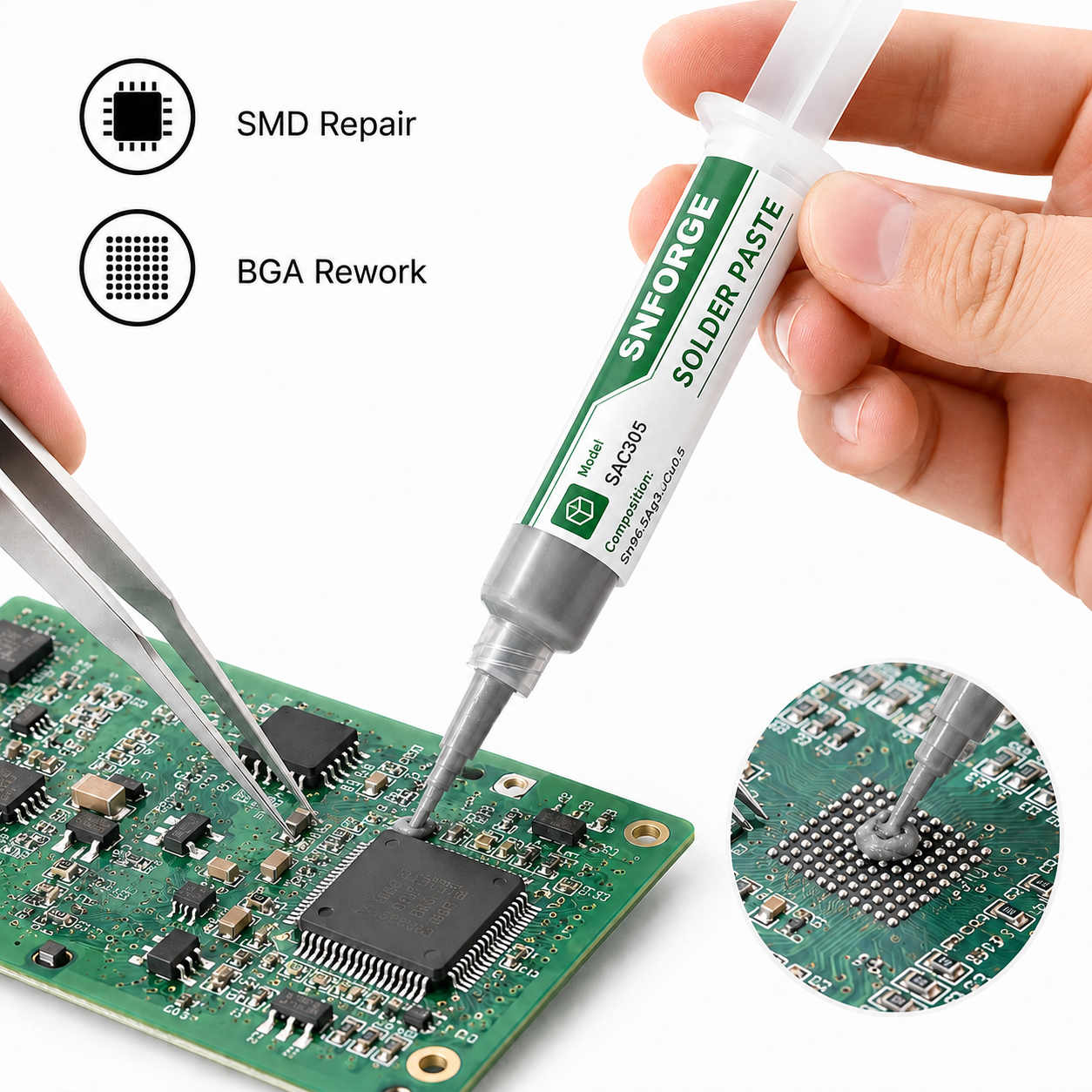 SAC305 Lötpaste bleifrei Sn96. – Electronics Repair Center Bewertung und Preis